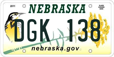 NE license plate DGK138