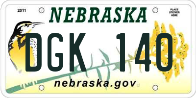 NE license plate DGK140