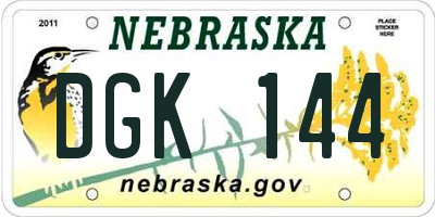 NE license plate DGK144