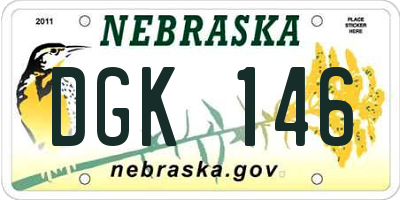 NE license plate DGK146