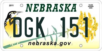 NE license plate DGK151