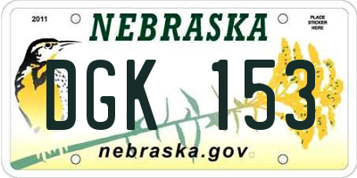 NE license plate DGK153