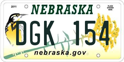 NE license plate DGK154