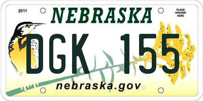 NE license plate DGK155