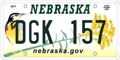 NE license plate DGK157