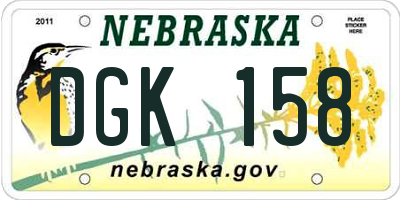 NE license plate DGK158