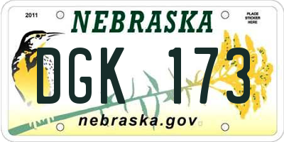 NE license plate DGK173