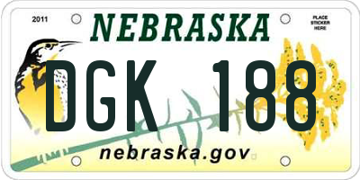 NE license plate DGK188