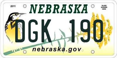 NE license plate DGK190