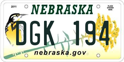 NE license plate DGK194