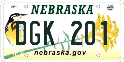 NE license plate DGK201