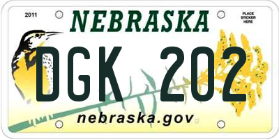 NE license plate DGK202