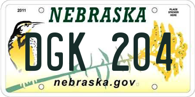 NE license plate DGK204