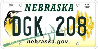 NE license plate DGK208
