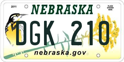 NE license plate DGK210