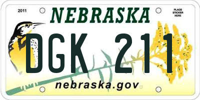 NE license plate DGK211