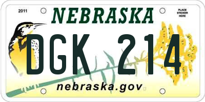 NE license plate DGK214
