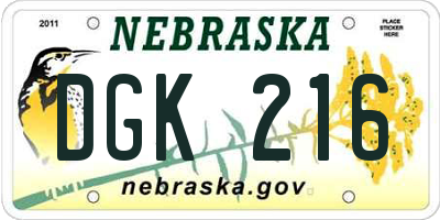 NE license plate DGK216