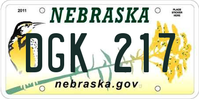 NE license plate DGK217