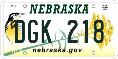 NE license plate DGK218