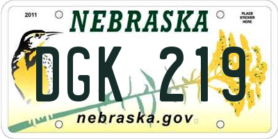 NE license plate DGK219