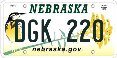 NE license plate DGK220