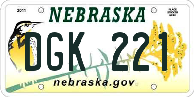 NE license plate DGK221