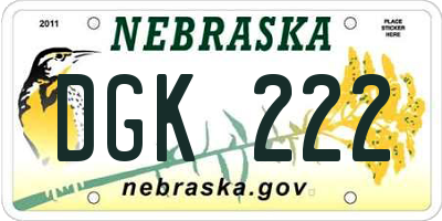 NE license plate DGK222
