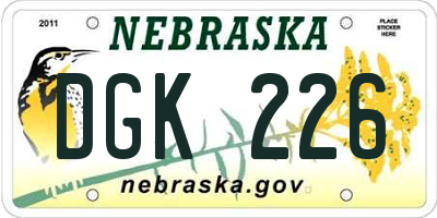 NE license plate DGK226