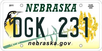 NE license plate DGK231