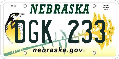 NE license plate DGK233