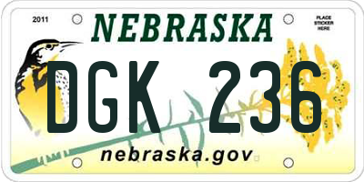 NE license plate DGK236