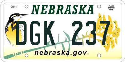 NE license plate DGK237
