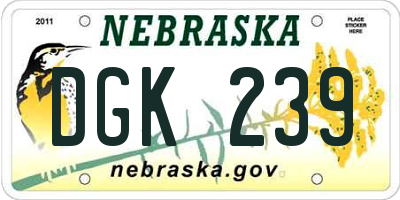 NE license plate DGK239