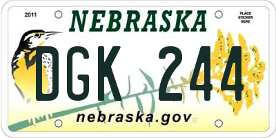 NE license plate DGK244