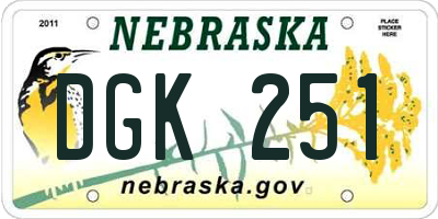 NE license plate DGK251