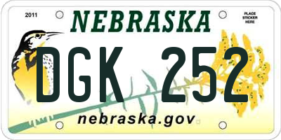 NE license plate DGK252