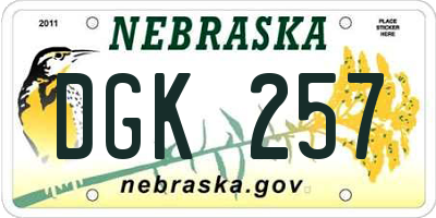 NE license plate DGK257