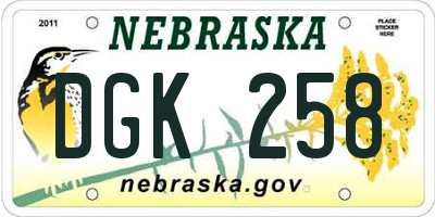 NE license plate DGK258