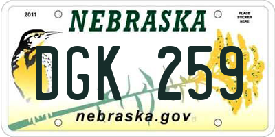 NE license plate DGK259