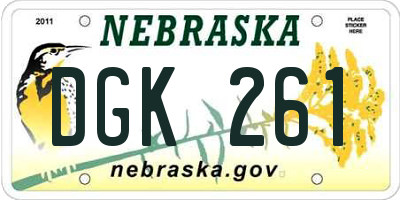 NE license plate DGK261