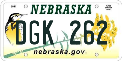NE license plate DGK262