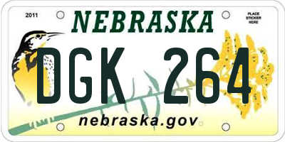 NE license plate DGK264