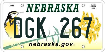 NE license plate DGK267