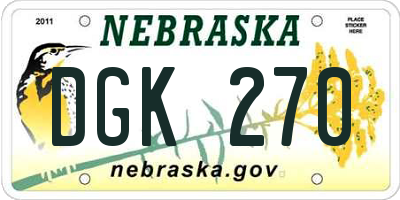 NE license plate DGK270