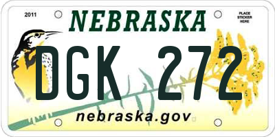 NE license plate DGK272