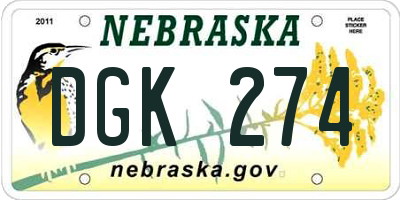 NE license plate DGK274