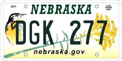 NE license plate DGK277