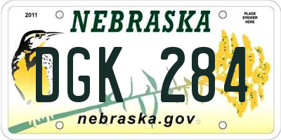 NE license plate DGK284