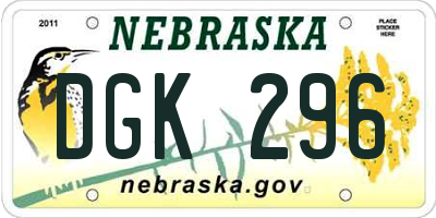 NE license plate DGK296
